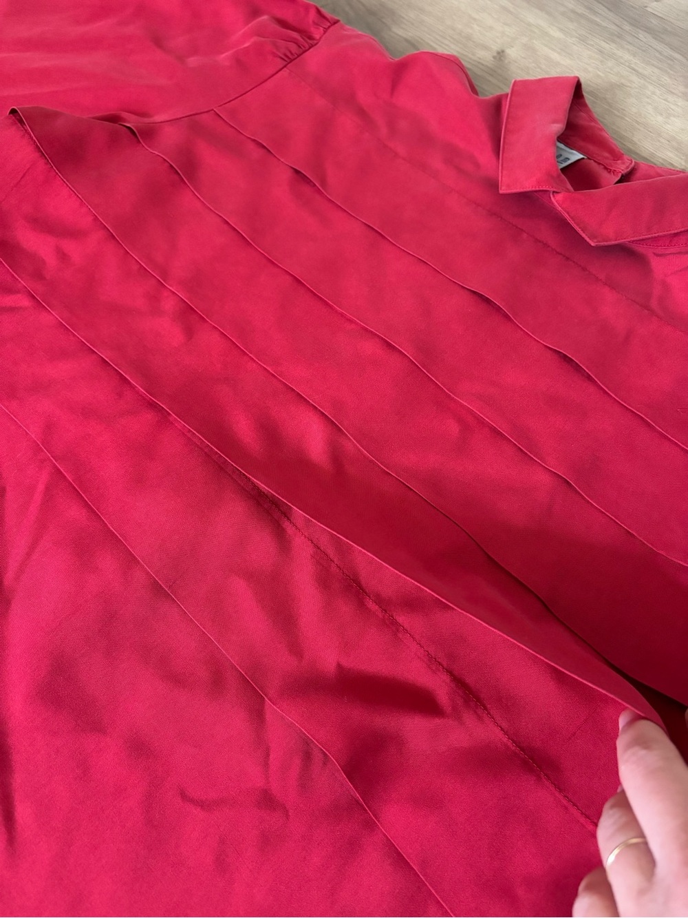 Vintage Silk Long-Sleeve Blouse Women’s 14 Red Collared Nordstrom - Picture 5 of 8